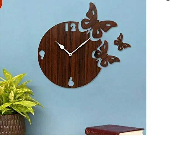 Wood Clock Butterfly