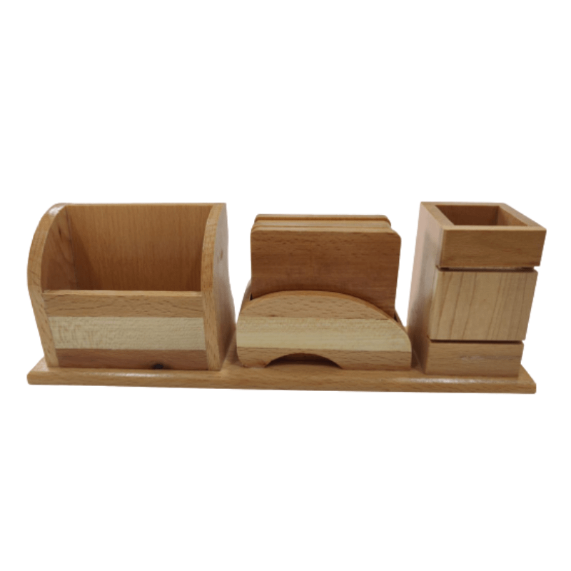 Wooden Pen Stand with Coasters